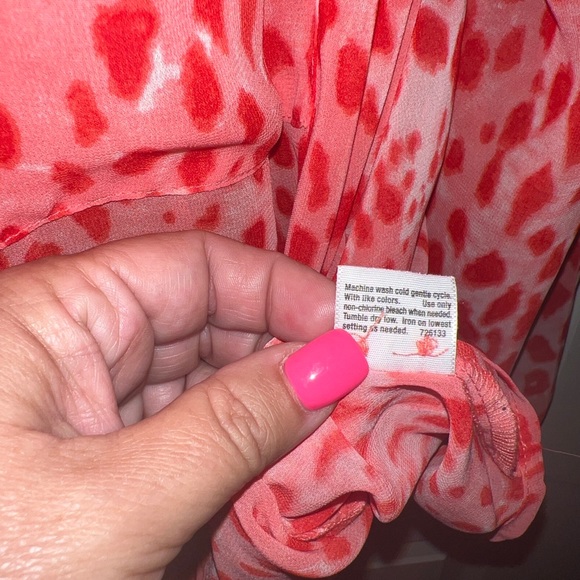 A.N.A. Womens Shirt size L Pink red leopard Long Sleeve Pockets Lightweight - Picture 7 of 10